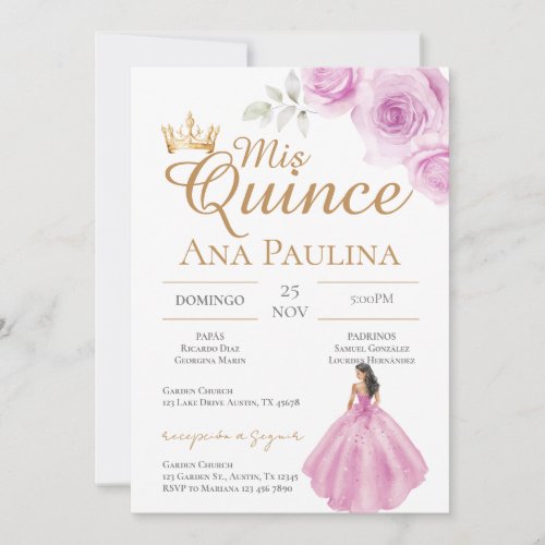 Pink floral Quinceanera Invitation