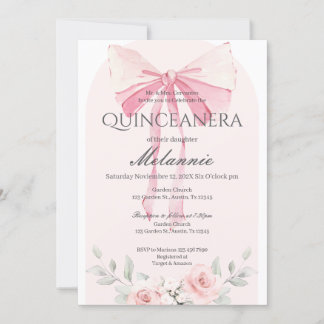 Pink Floral Quinceañera Invitation