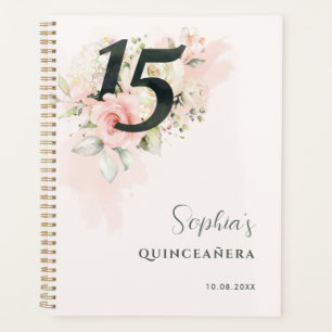 Pink Floral Quinceanera Rustic Blush 15th Birthday Planner