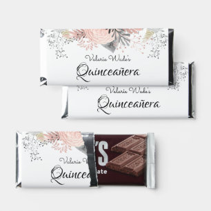 Pink Floral Quinceanera Thank You Hershey Bar Favors