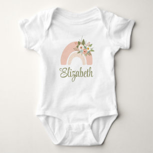 Pink Floral Rainbow Custom Baby Baby Bodysuit