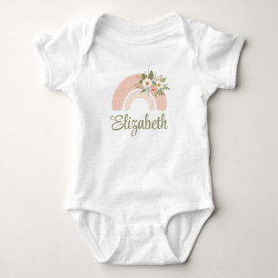 Pink Floral Rainbow Custom Baby Bodysuit