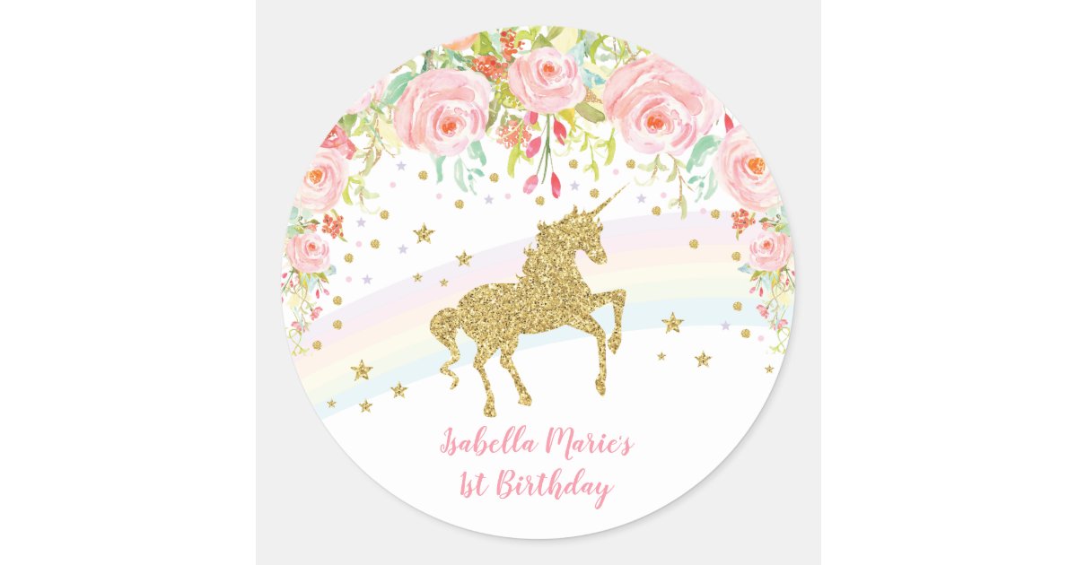 Floral Horses Birthday Stickers Personalized Gift Bag Favor Labels 