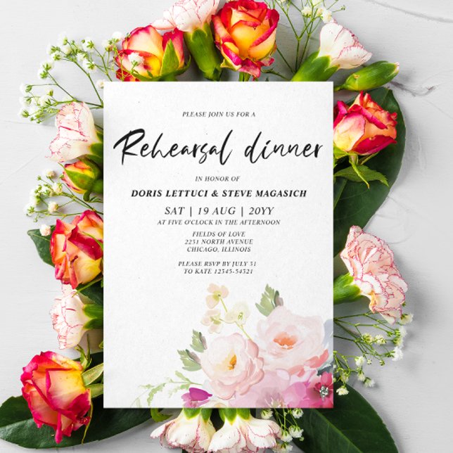 Pink Floral Rehearsal Dinner  Invitation (Creator Uploaded)
