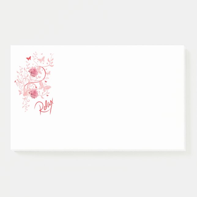 Pink Floral Relax Post It Stickers Post-it Notes (Front)