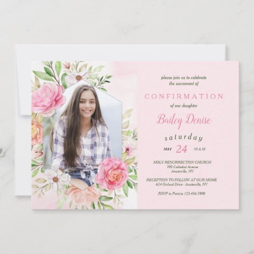 Pink Floral Religious Invitation