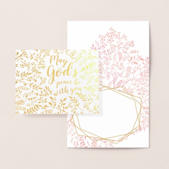 Pink Floral Religious May God Comfort You Sympathy Foil Card