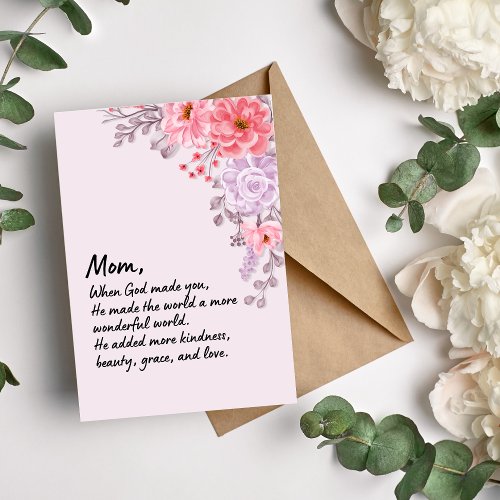 Pink Floral Religious Mom Mothers Day Card