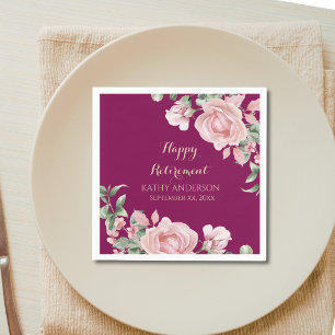 Pink Floral Retirement Party Napkins