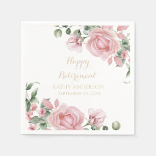 Pink Floral Retirement Party Napkins