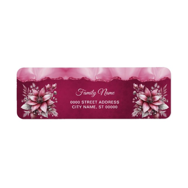 Pink Floral Return Address Label (Front)