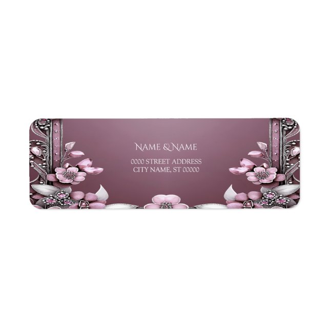 Pink Floral Return Address Label (Front)