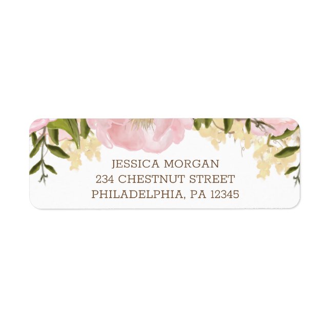 Pink Floral Return Address Labels (Front)