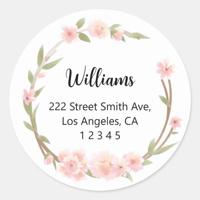 Pink Floral Return Address Labels (Front)