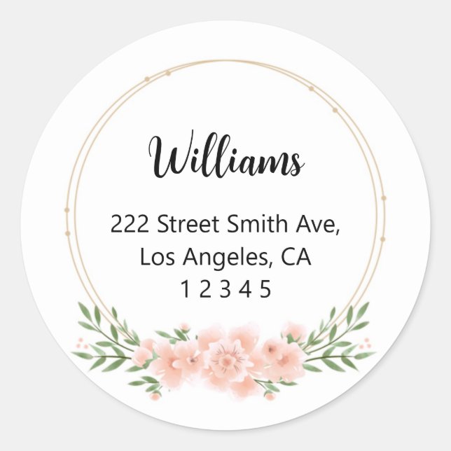 Pink Floral Return Address Labels (Front)