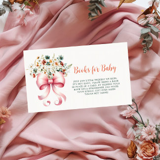 Pink Floral Ribbon Books for Baby Enclosure Card