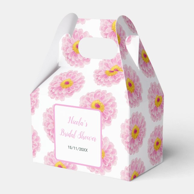 Pink Floral Ribbon Bridal Shower Favor Boxes (Front Side)