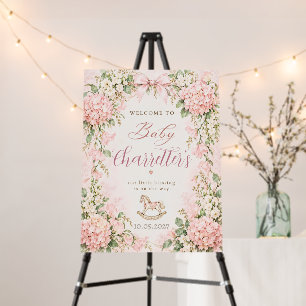 Pink Floral Rocking Horse Baby Shower Foam Board