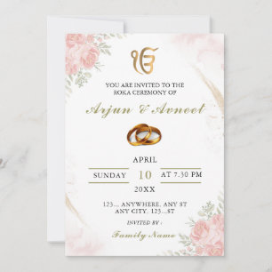 Pink Floral Roka Ceremony Invitation Card