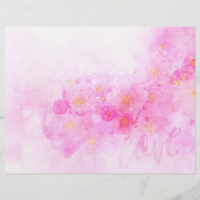 Pink Floral Romance Scrapbook Ephemera (Front)