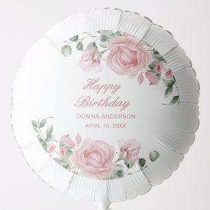 Pink Floral Rose Birthday Party Plate Balloon