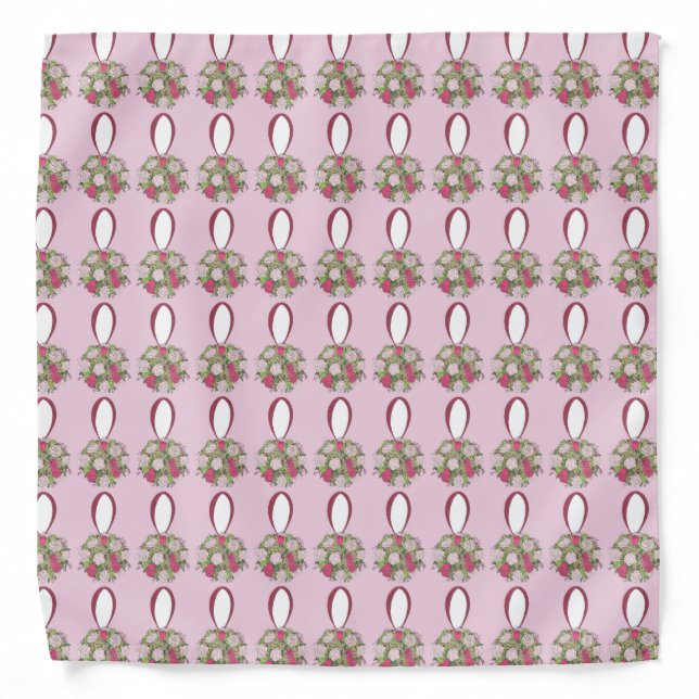Pink Floral Rose Bouquet Flower Wedding Marriage Bandana (Front)