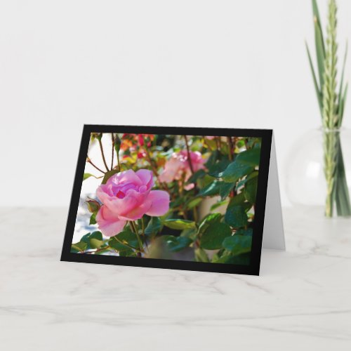Pink Floral Rose Card