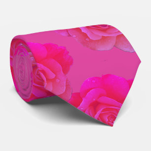 Pink Floral Rose Fuchsia Stylish Gift Favor 2025 Neck Tie