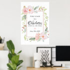 Pink Floral Rose Gold Bridal Shower Welcome Sign