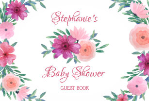 Baby Shower Pink Gold Guest Books Zazzle Baby Shower Pink Gold Guest Books Zazzle
