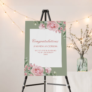 Pink Floral Rose Graduation Party Foam Board