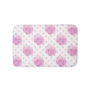 Pink floral rose pattern bathroom mat