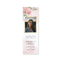 Pink Floral Rose Photo Watercolor Bookmark
