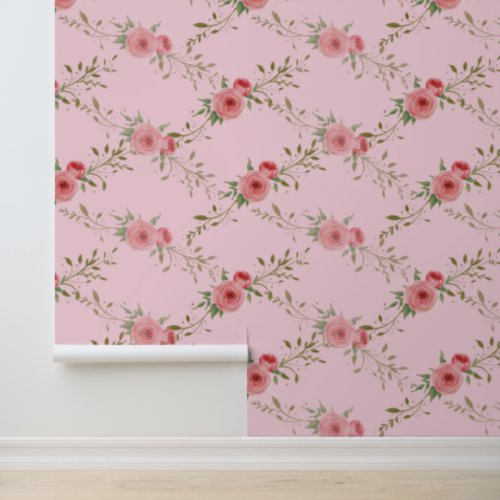 Pink Floral Rose Vine  Wallpaper