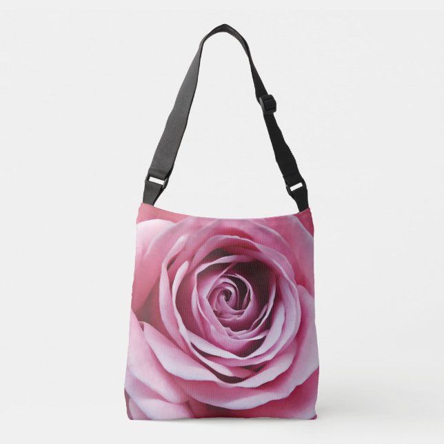 Pink floral rose watercolor blossom garden crossbody bag (Front)