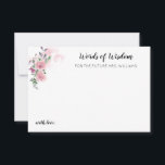 Pink Floral Rose Watercolor Bridal Shower Advice Note Card<br><div class="desc">Personalized Elegant Pink Floral Rose Watercolor Note Card</div>