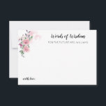 Pink Floral Rose Watercolor Bridal Shower Advice Note Card<br><div class="desc">Personalized Elegant Pink Floral Rose Watercolor Note Card</div>