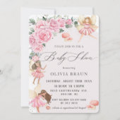 Pink Floral Roses Fairies Arch Baby Shower Invitation (Front)