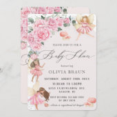 Pink Floral Roses Fairies Arch Baby Shower Invitation (Front/Back)