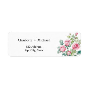 Pink Floral Roses Label