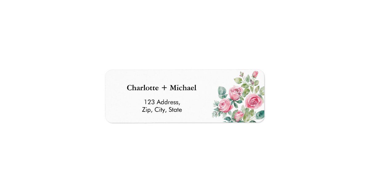 Pink Floral Roses Label | Zazzle