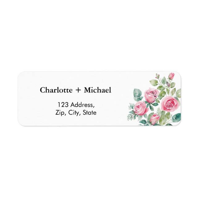 Pink Floral Roses Label (Front)