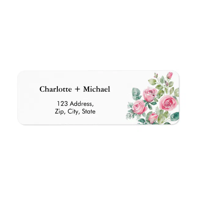 Pink Floral Roses Label | Zazzle