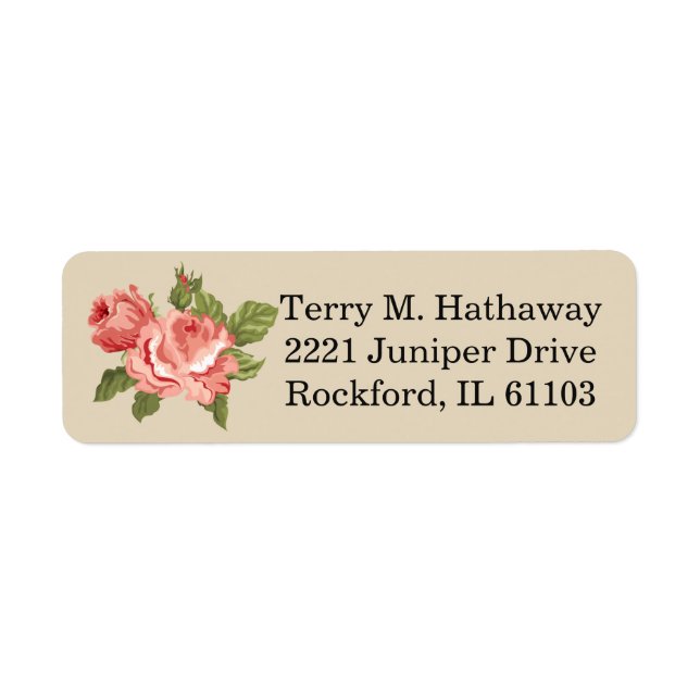 Pink Floral Roses Label (Front)