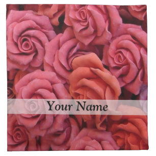Pink floral roses napkin