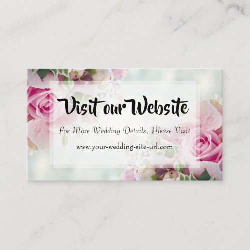 Pink Floral Roses  Peony Wedding Website Enclosure Card