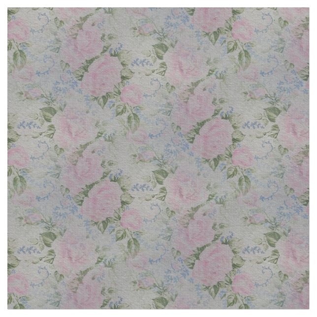 Pink Floral Roses Vintage Fabric (Close Up)