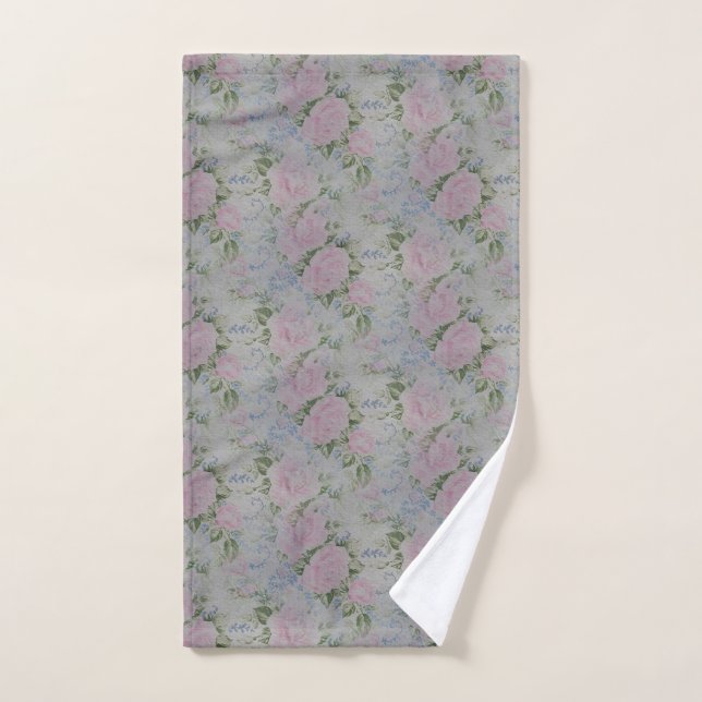 Pink Floral Roses Vintage Hand Towel (Hand Towel)