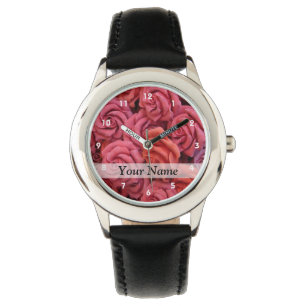 Pink floral roses watch