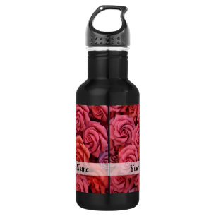 Pink floral roses water bottle